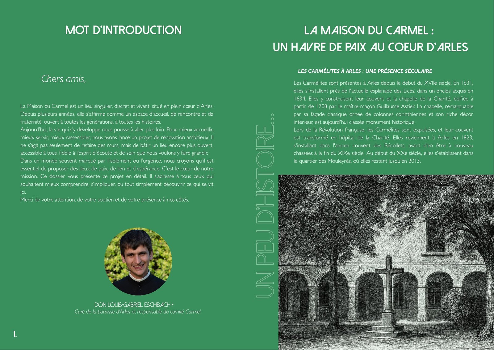 Page 4 du dossier de presse : introduction et histoire du Carmel